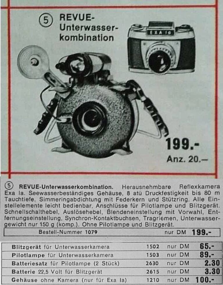 Revue Unterwasser-Gehäuse Katalogauszug