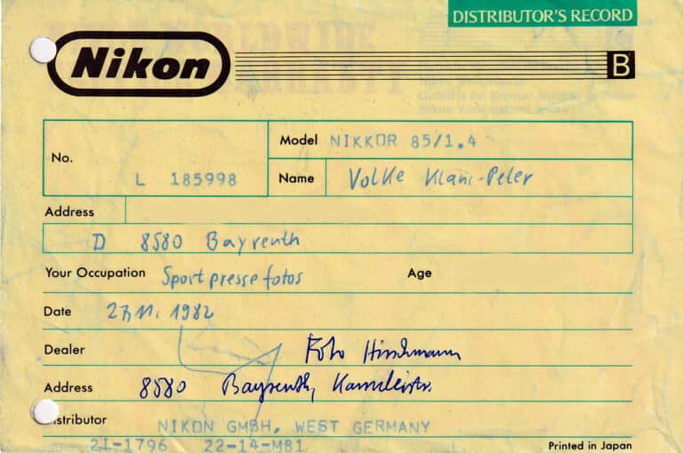 nikon nikkor 1,4 85 mm garantie