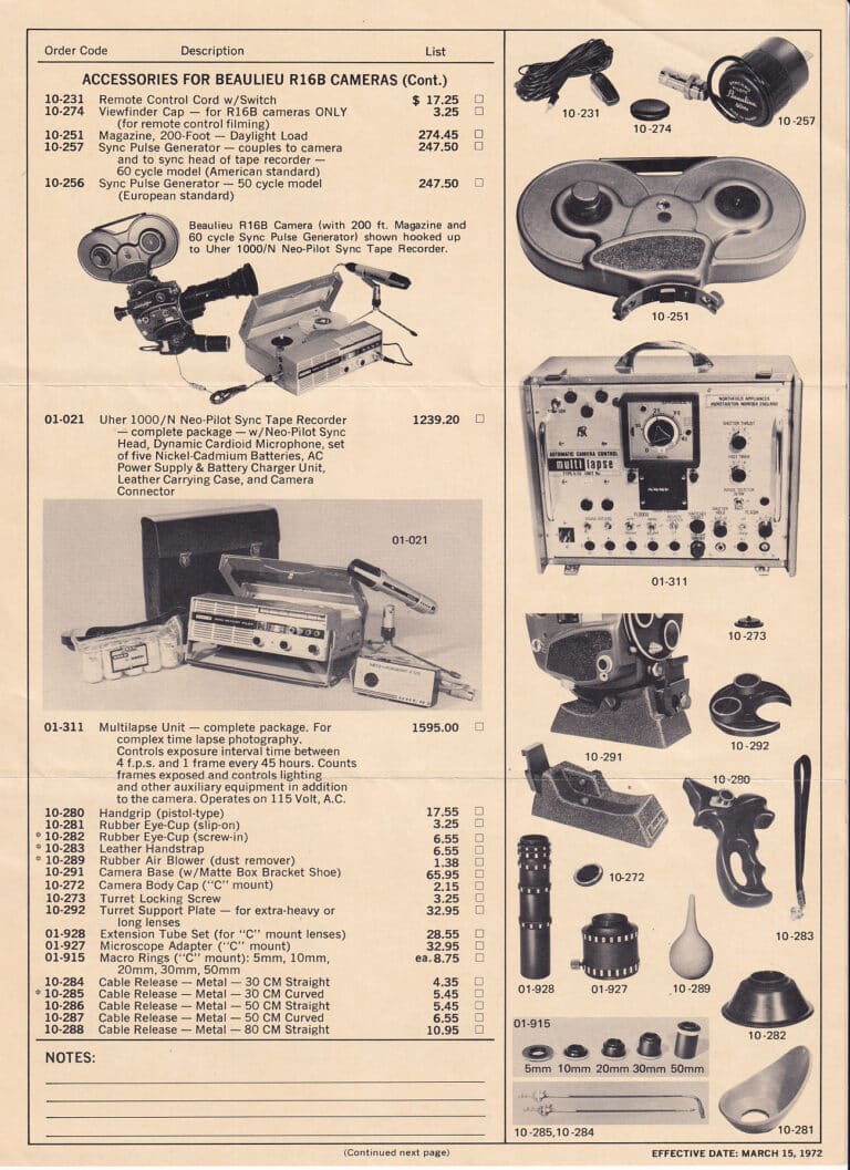 1972 beaulieu r 16 preisliste 2