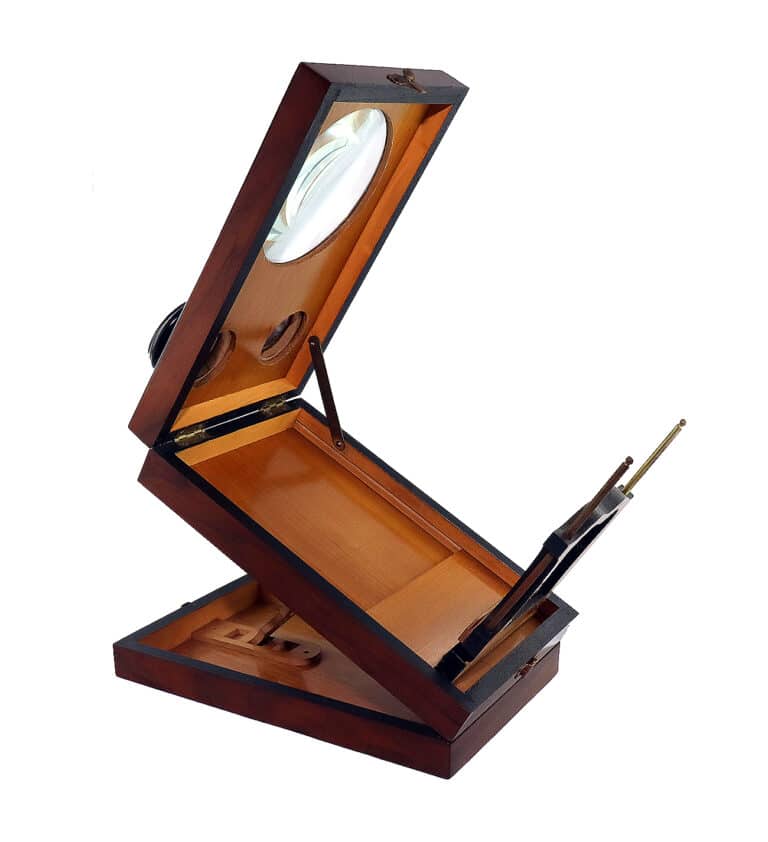 stereoskop lupe teak auf